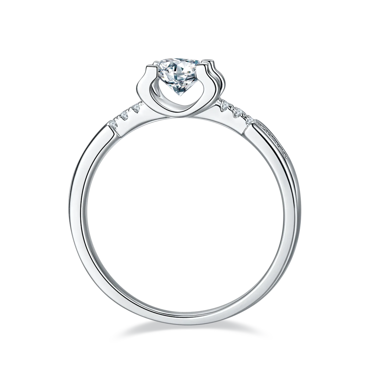 Micro-Pavé Ox Small S925 White-Gold-Plated Silver Lab-Grown Diamond Engagement Ring Women's Ring 0.5ct D