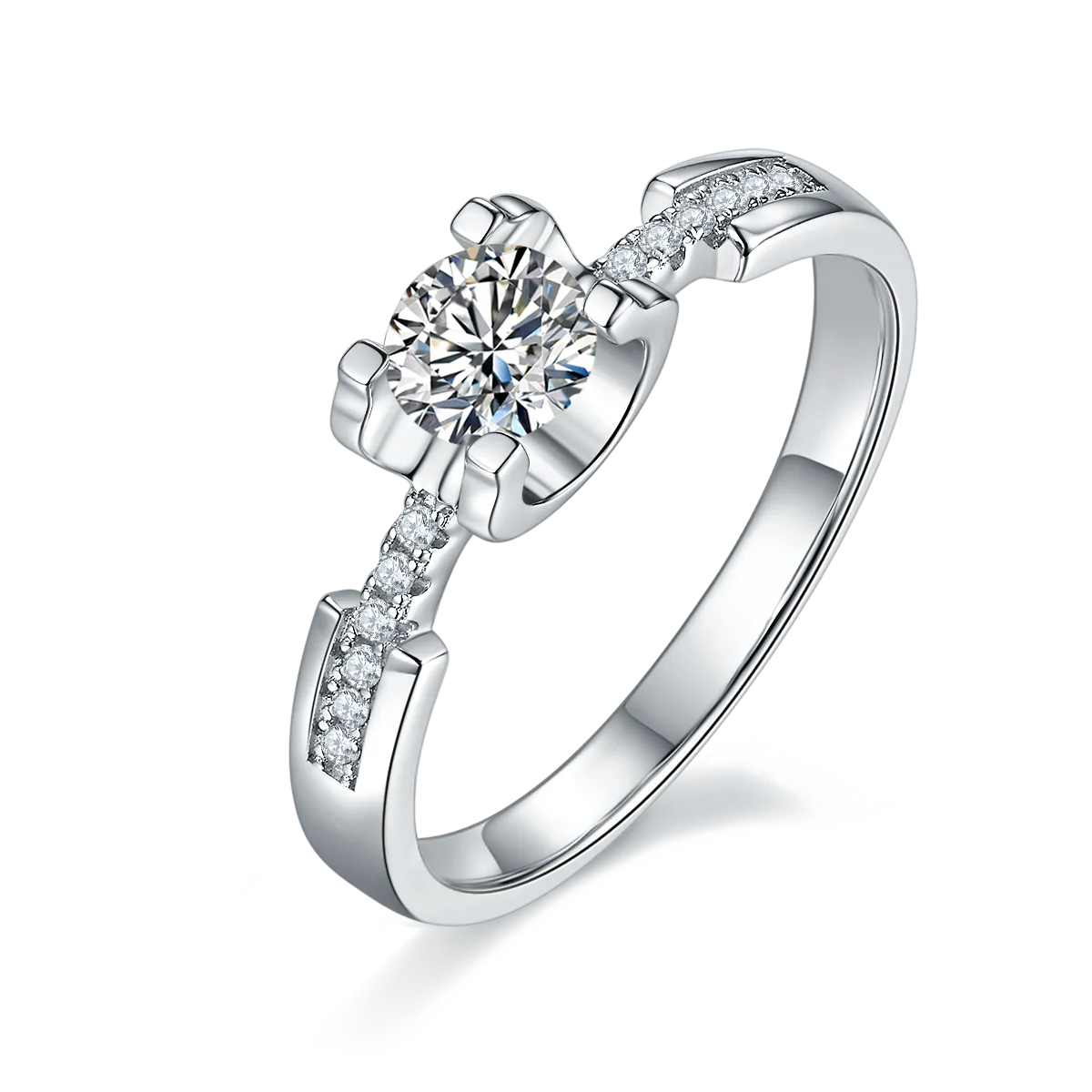 Micro-Pavé Ox Small S925 White-Gold-Plated Silver Lab-Grown Diamond Engagement Ring Women's Ring 0.5ct D