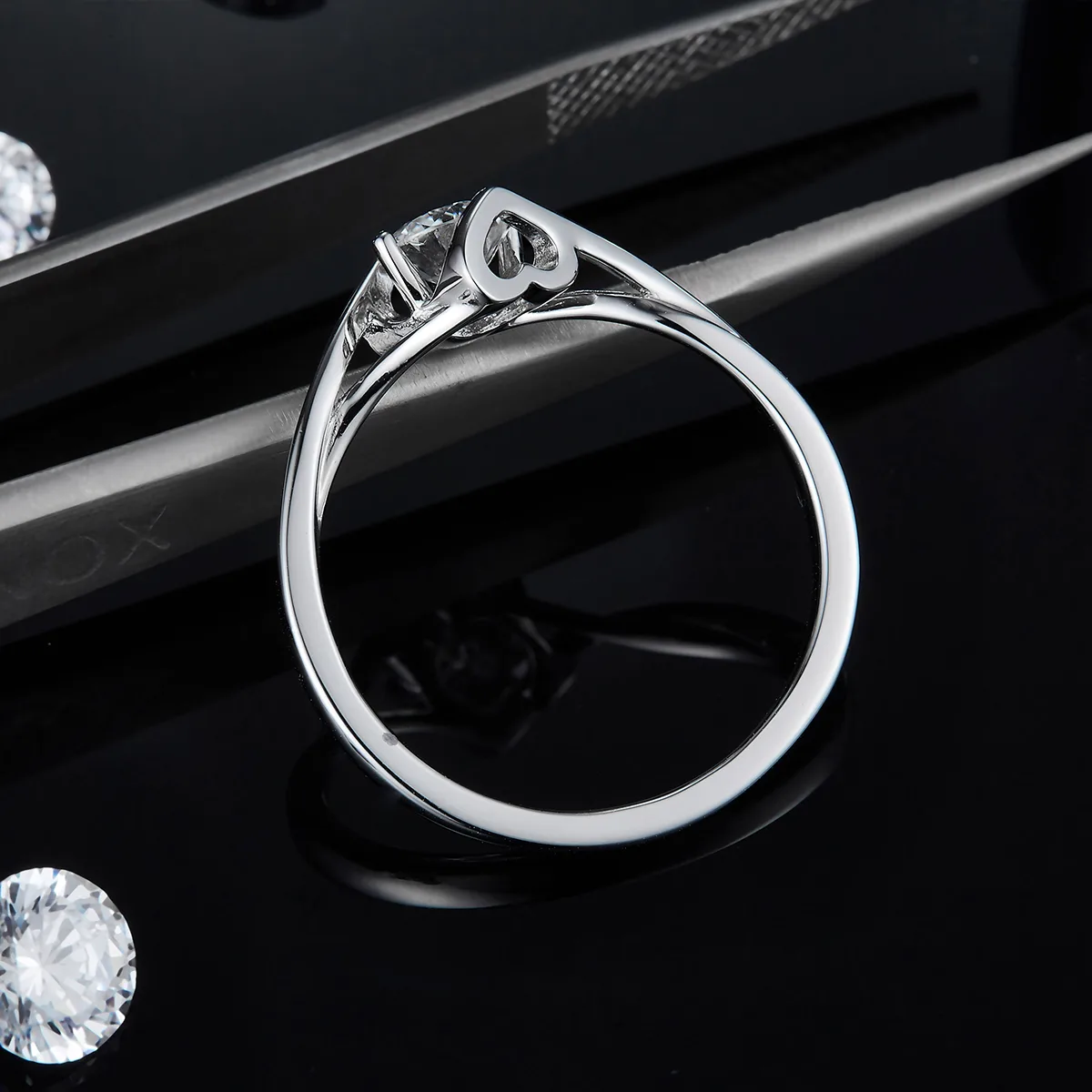 Twisted-Band Angel's Kiss S925 White-Gold-Plated Silver Lab-Grown Diamond Proposal Ring Women's Ring 0.5ct D