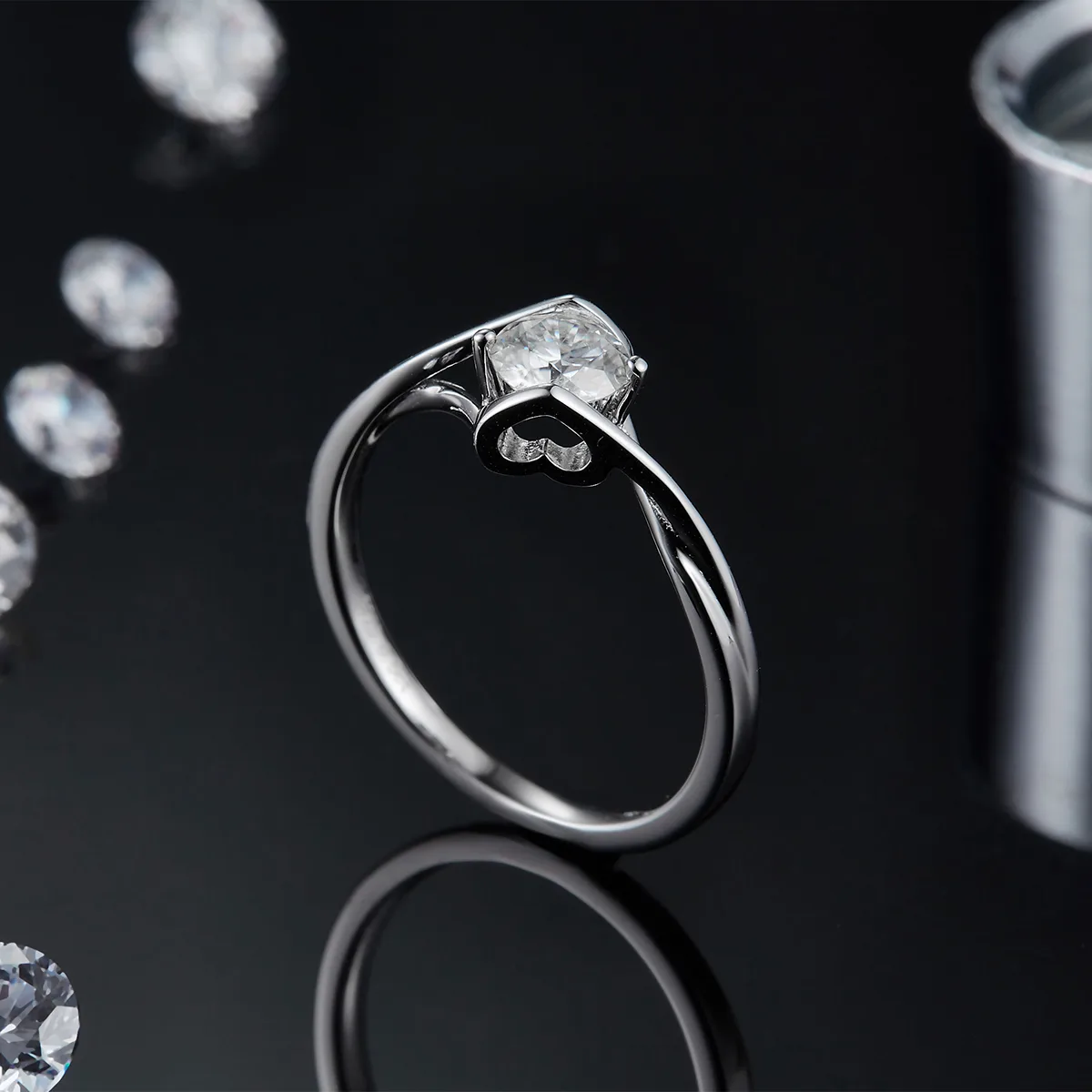 Twisted-Band Angel's Kiss S925 White-Gold-Plated Silver Lab-Grown Diamond Proposal Ring Women's Ring 0.5ct D
