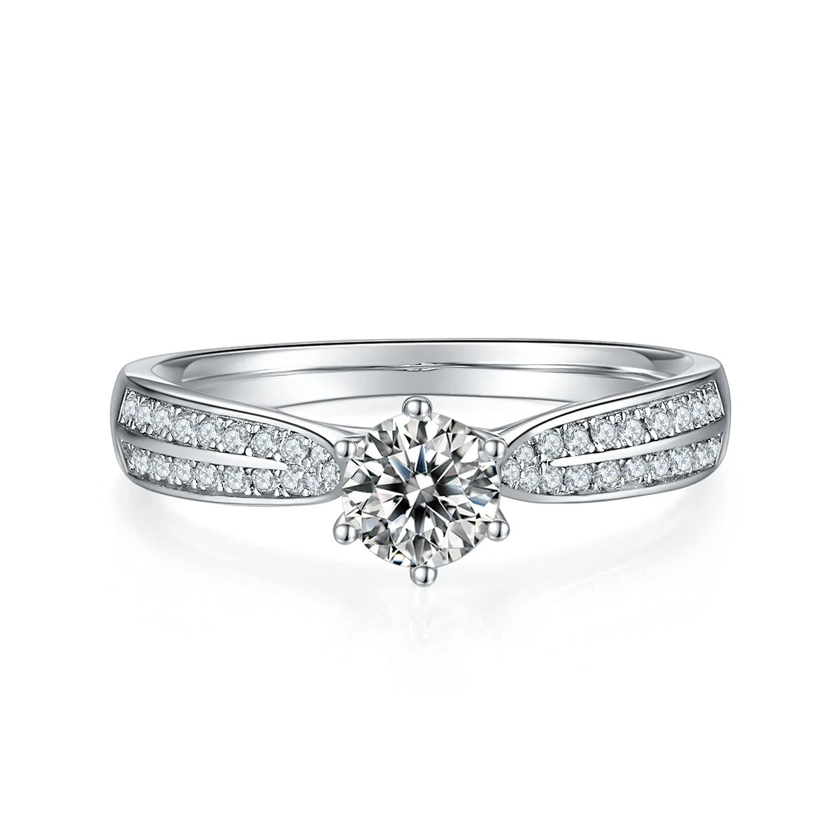Luxury Pavé Starlight Queen S925 White-Gold-Plated Silver Lab-Grown Diamond Engagement Ring Women's Ring 0.5ct D