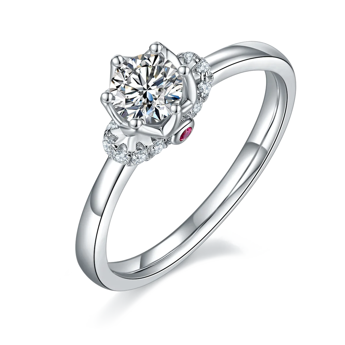 Straight-Band S925 White-Gold-Plated Silver Lab-Grown Diamond Proposal Ring Women's Ring 0.5ct D