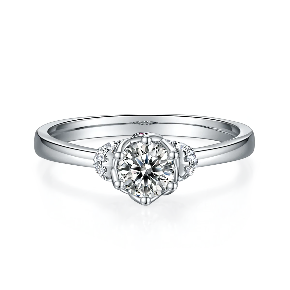 Straight-Band S925 White-Gold-Plated Silver Lab-Grown Diamond Proposal Ring Women's Ring 0.5ct D