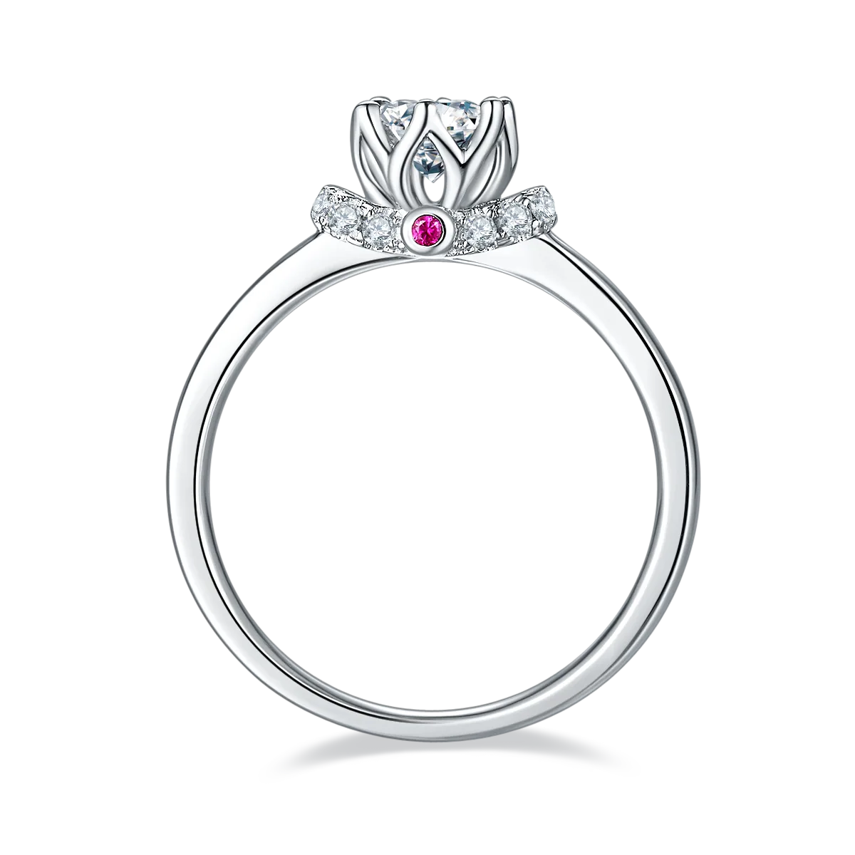 Straight-Band S925 White-Gold-Plated Silver Lab-Grown Diamond Proposal Ring Women's Ring 0.5ct D