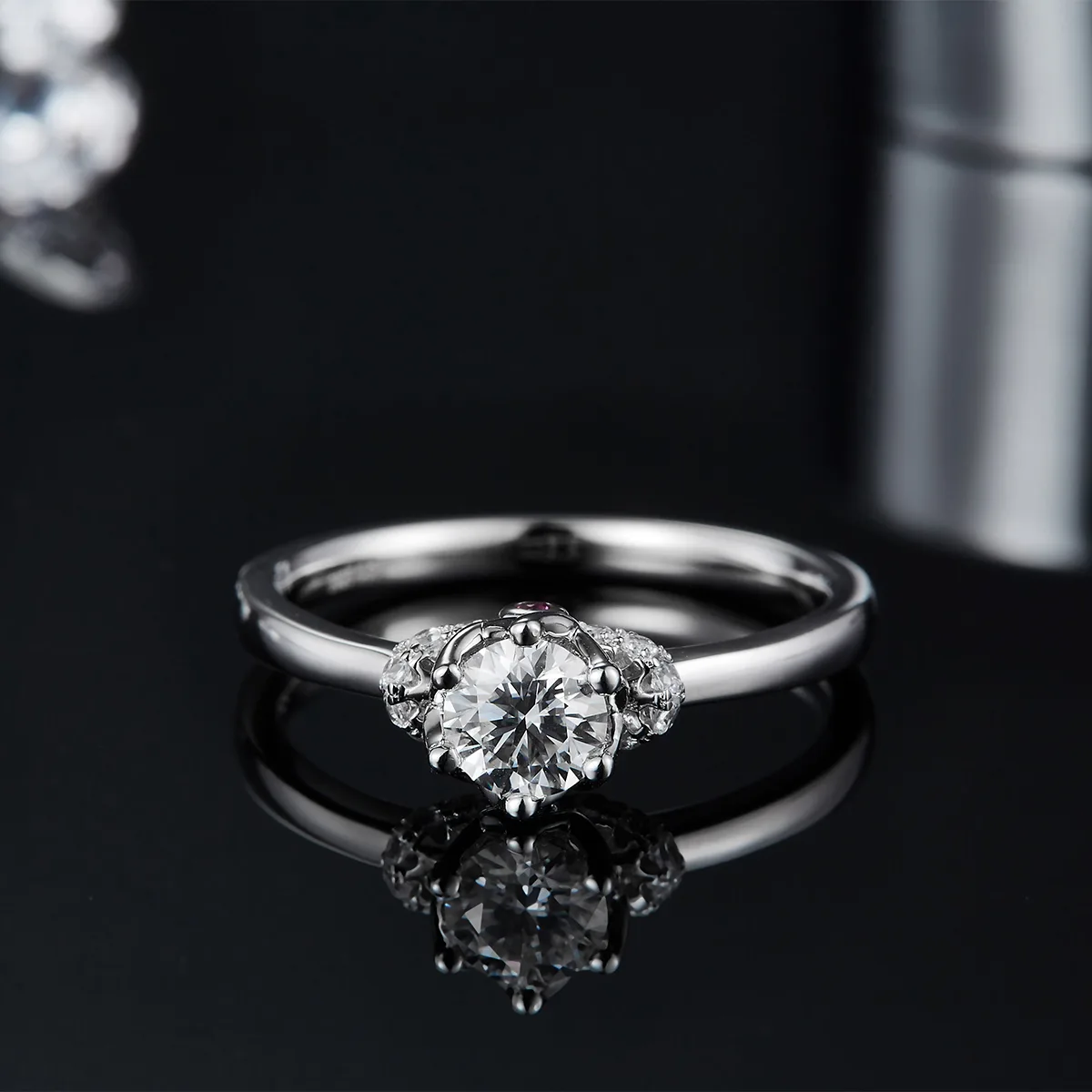 Straight-Band S925 White-Gold-Plated Silver Lab-Grown Diamond Proposal Ring Women's Ring 0.5ct D