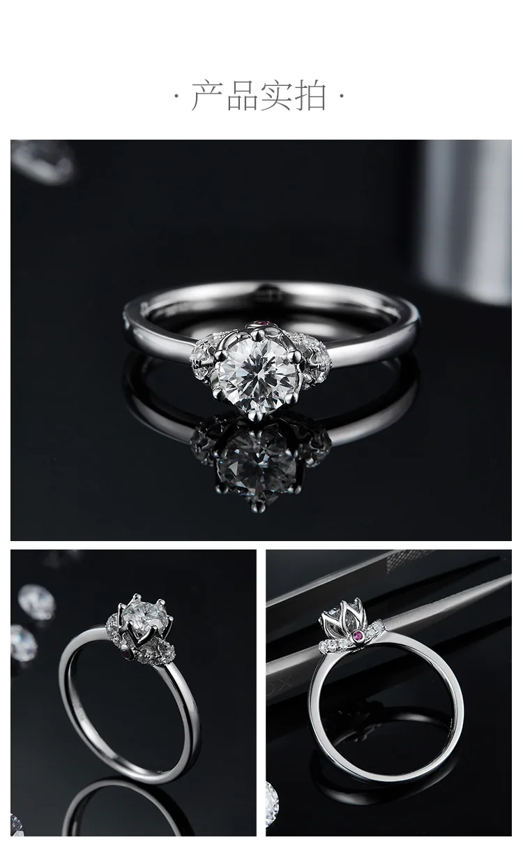 Straight-Band S925 White-Gold-Plated Silver Lab-Grown Diamond Proposal Ring Wome