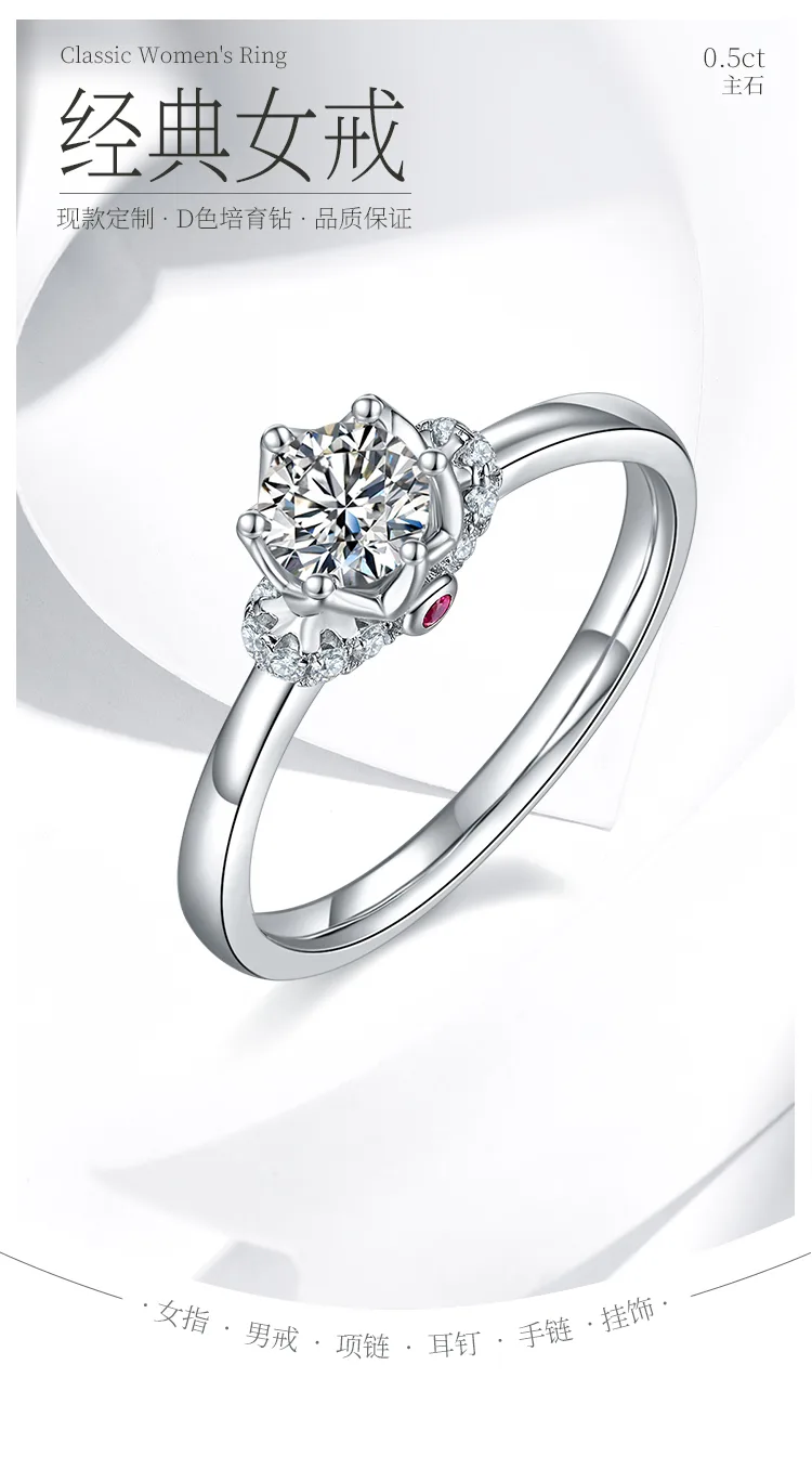 Straight-Band S925 White-Gold-Plated Silver Lab-Grown Diamond Proposal Ring Wome