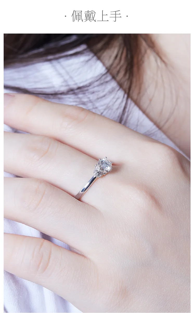Straight-Band S925 White-Gold-Plated Silver Lab-Grown Diamond Proposal Ring Wome