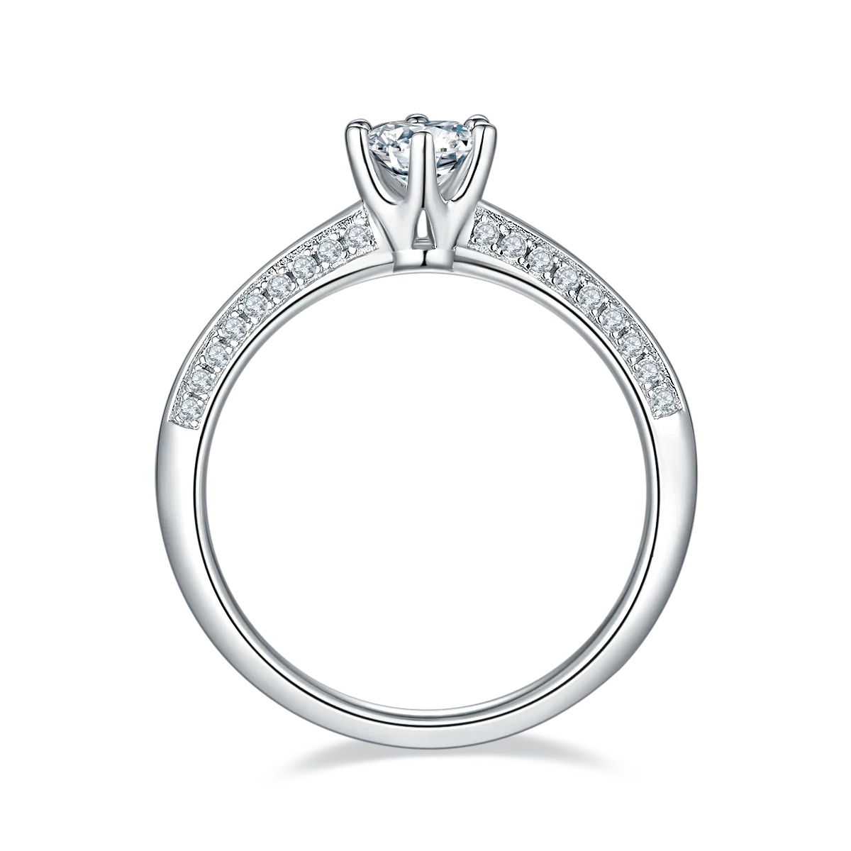Straight-Band Luxury Pavé Half-Band S925 White-Gold-Plated Silver Lab-Grown Diamond Engagement Ring Women's Ring 0.5ct D