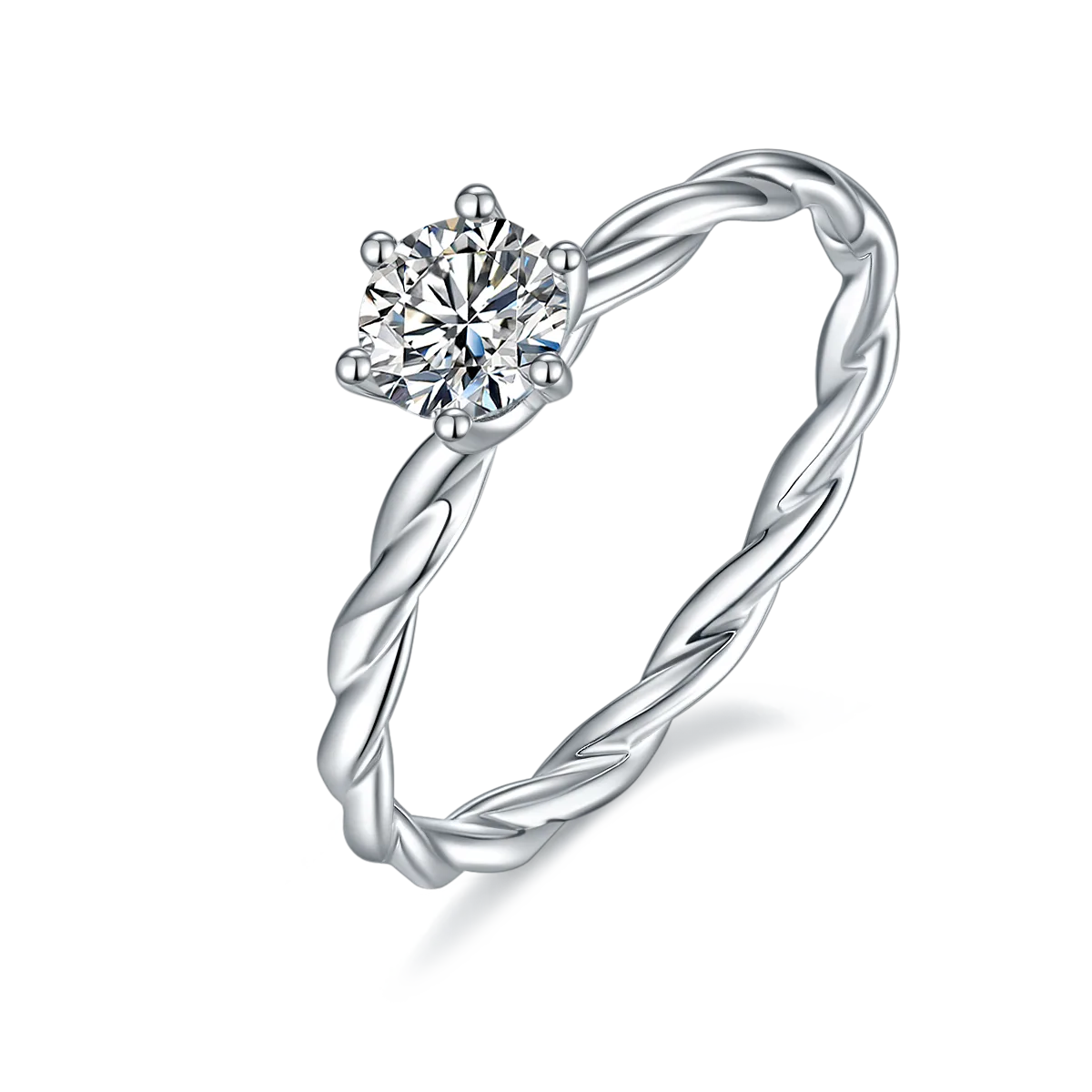 Straight-Band Vine S925 White-Gold-Plated Silver Lab-Grown Diamond Proposal Ring Women's Ring 0.5ct D