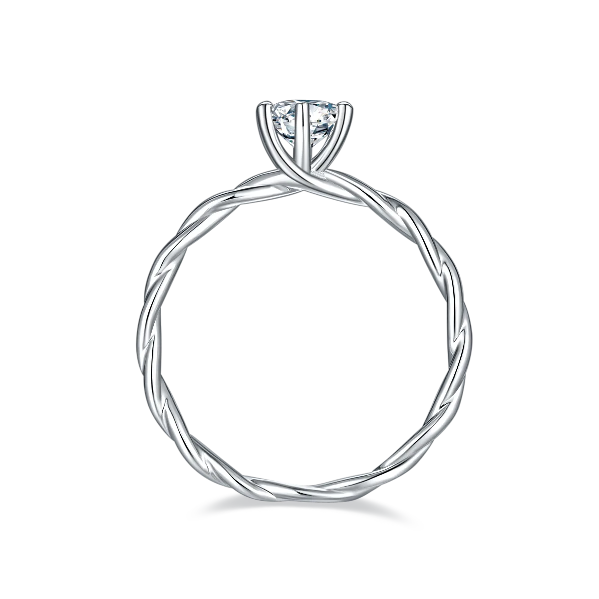 Straight-Band Vine S925 White-Gold-Plated Silver Lab-Grown Diamond Proposal Ring Women's Ring 0.5ct D
