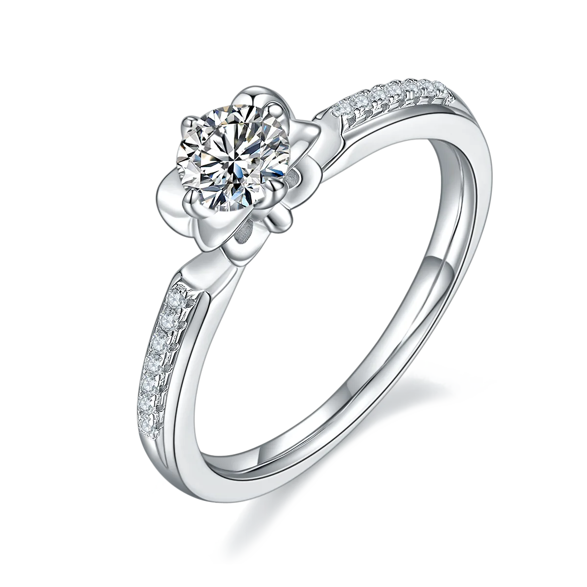 Micro-Pavé S925 White-Gold-Plated Silver Lab-Grown Diamond Proposal Ring Women's Ring 0.5ct D - P23C