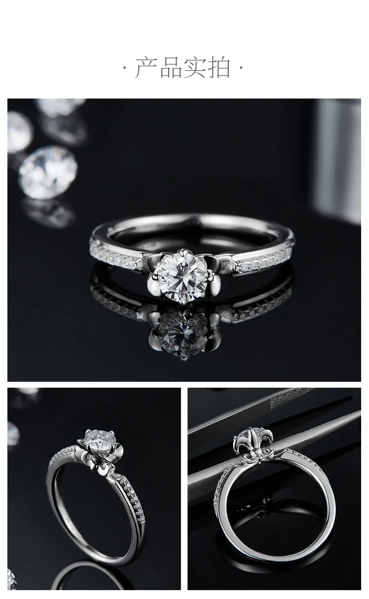 Micro-Pavé S925 White-Gold-Plated Silver Lab-Grown Diamond Proposal Ring Women