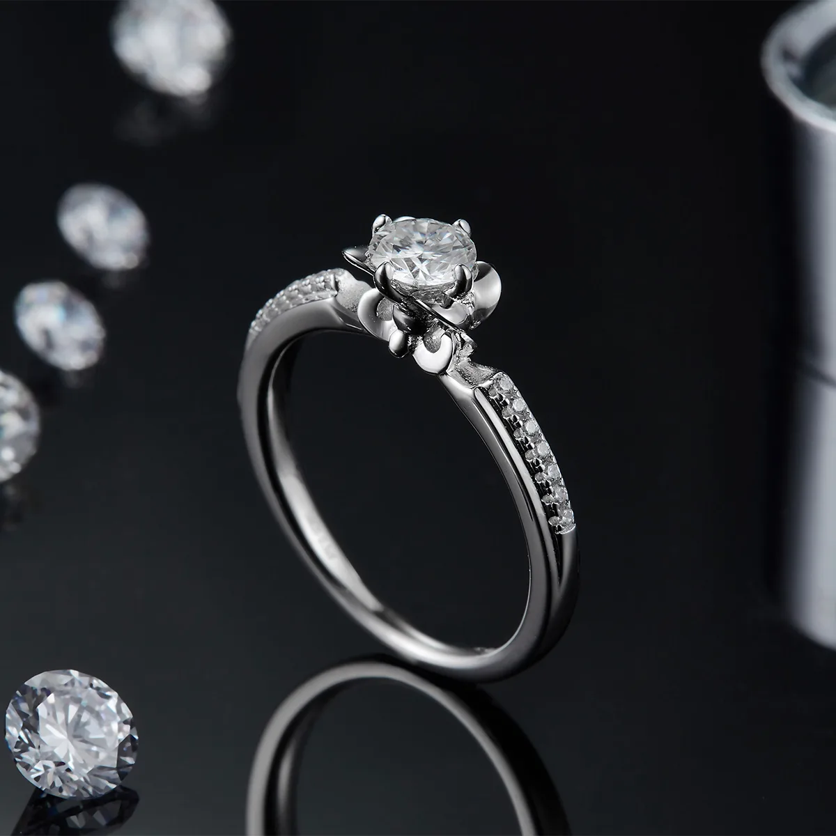 Micro-Pavé S925 White-Gold-Plated Silver Lab-Grown Diamond Proposal Ring Women's Ring 0.5ct D - P23C
