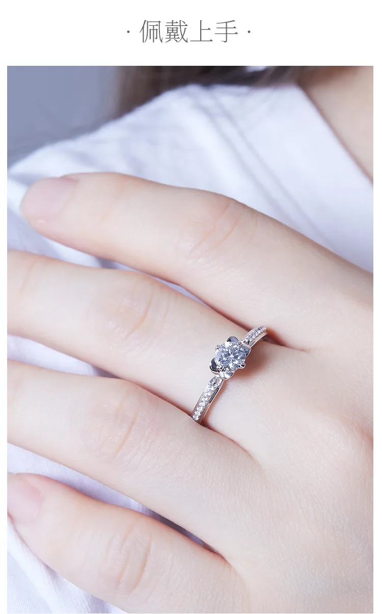 Micro-Pavé S925 White-Gold-Plated Silver Lab-Grown Diamond Proposal Ring Women