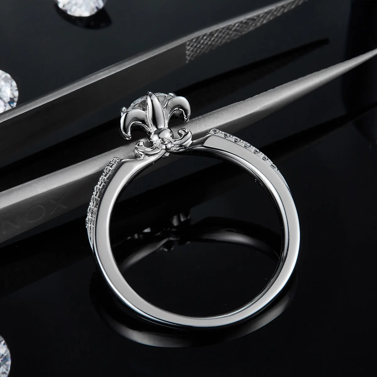 Micro-Pavé S925 White-Gold-Plated Silver Lab-Grown Diamond Proposal Ring Women's Ring 0.5ct D - P23C