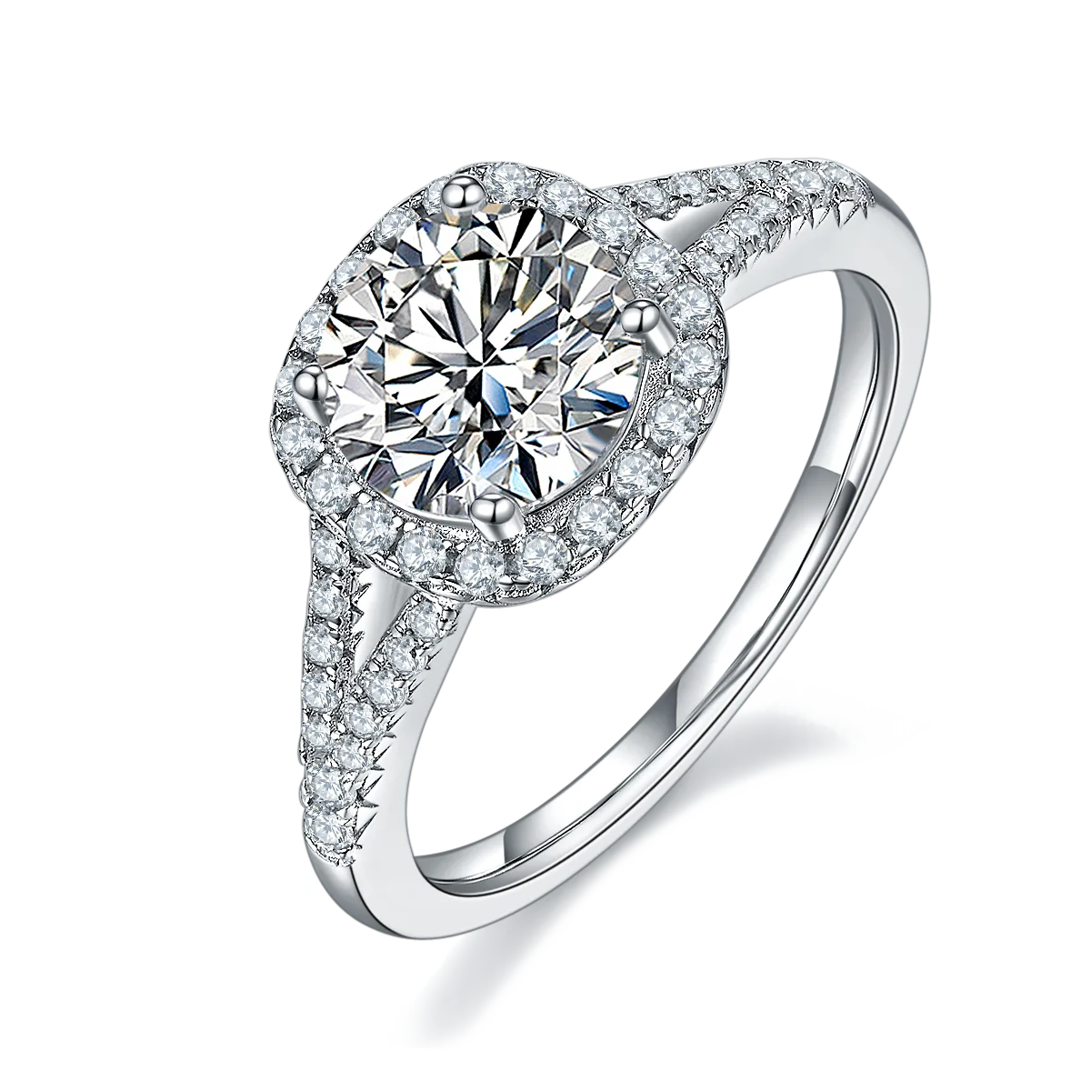 Double-Band Square Bezel S925 White-Gold-Plated Silver Lab-Grown Diamond Engagement Ring Women's Ring 1.5ct D