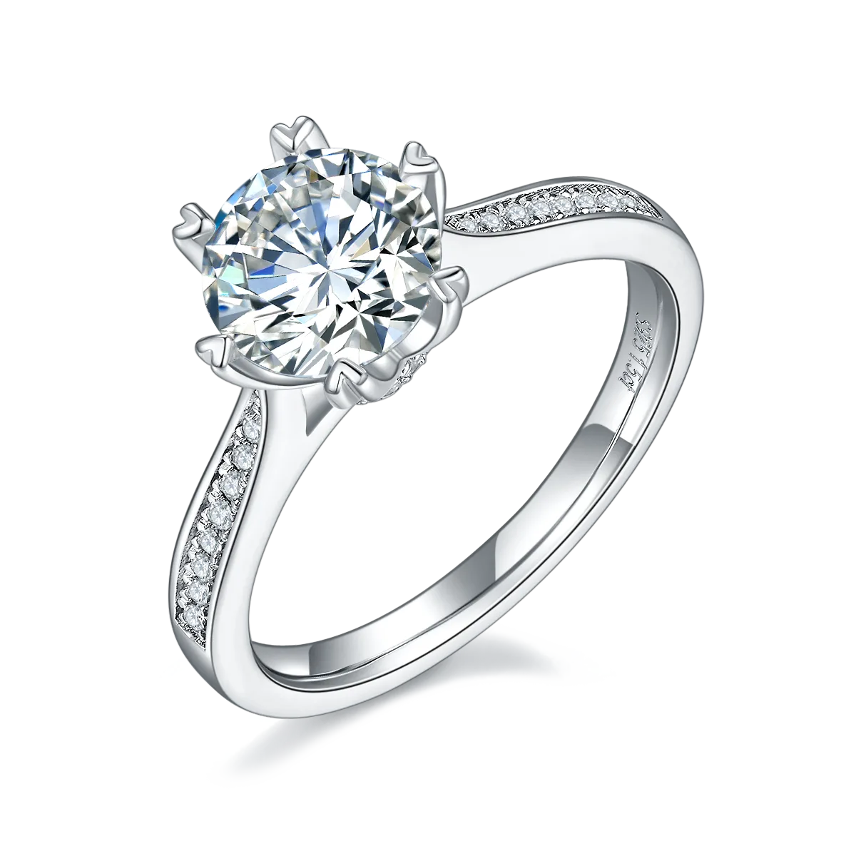 Fortune Turns S925 White-Gold-Plated Silver Lab-Grown Diamond Engagement Ring Women's Ring 1.5ct D