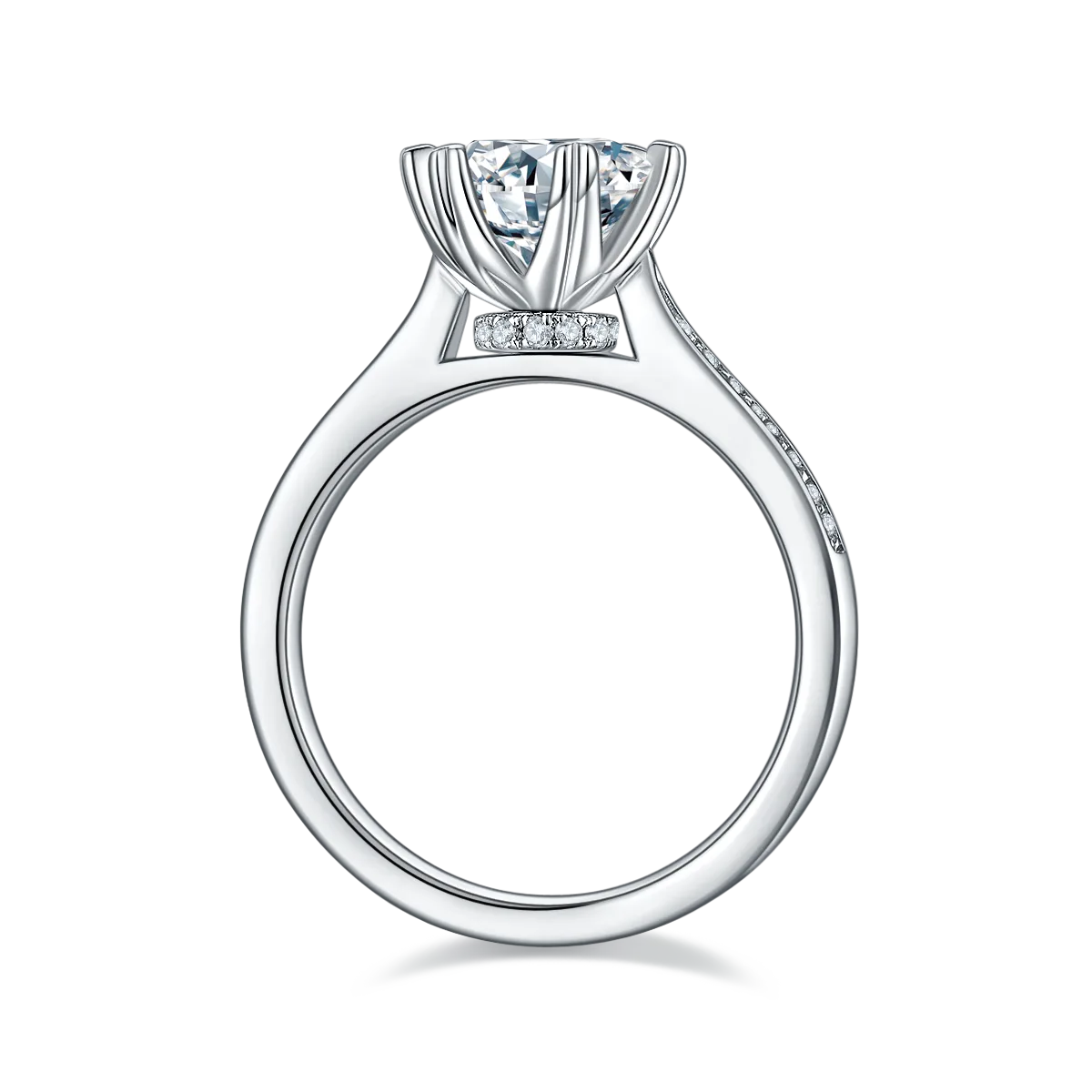 Fortune Turns S925 White-Gold-Plated Silver Lab-Grown Diamond Engagement Ring Women's Ring 1.5ct D