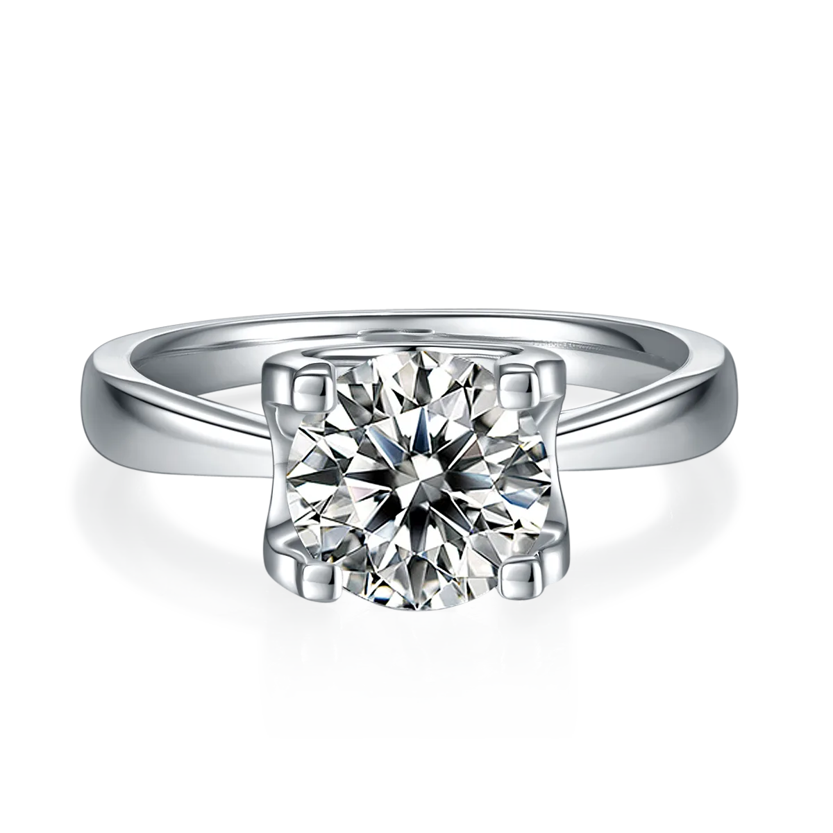 Classic Ox S925 White-Gold-Plated Silver Lab-Grown Diamond Wedding Band Women's Ring 2.0ct D