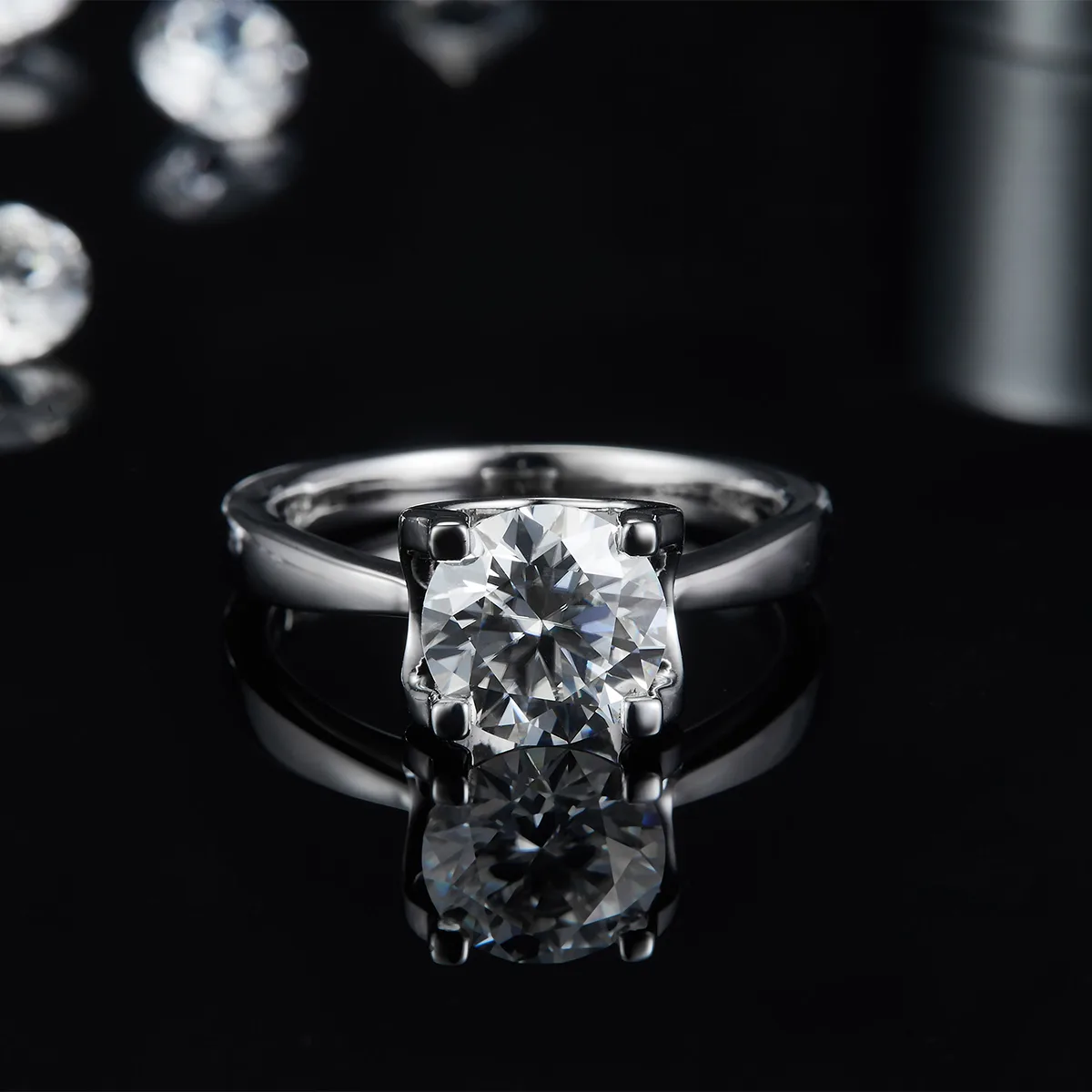Classic Ox S925 White-Gold-Plated Silver Lab-Grown Diamond Wedding Band Women's Ring 2.0ct D