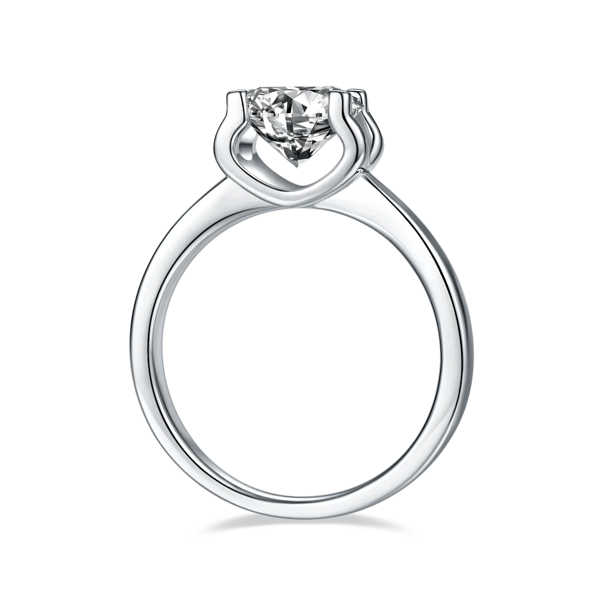 Classic Ox S925 White-Gold-Plated Silver Lab-Grown Diamond Wedding Band Women's Ring 2.0ct D