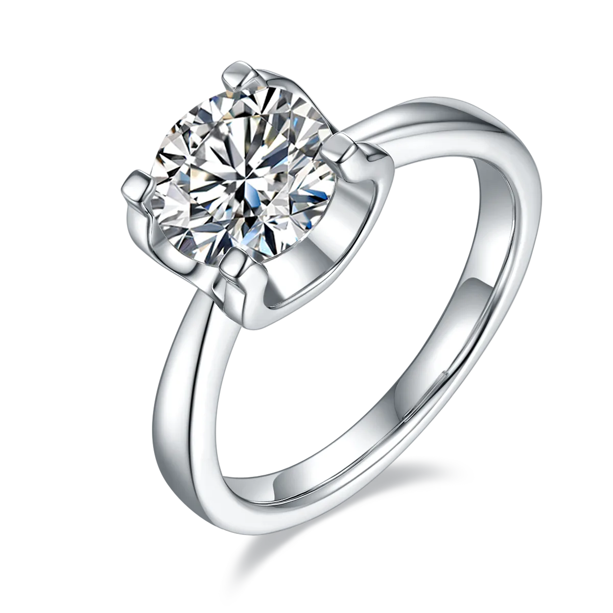 Classic Ox S925 White-Gold-Plated Silver Lab-Grown Diamond Wedding Band Women's Ring 2.0ct D