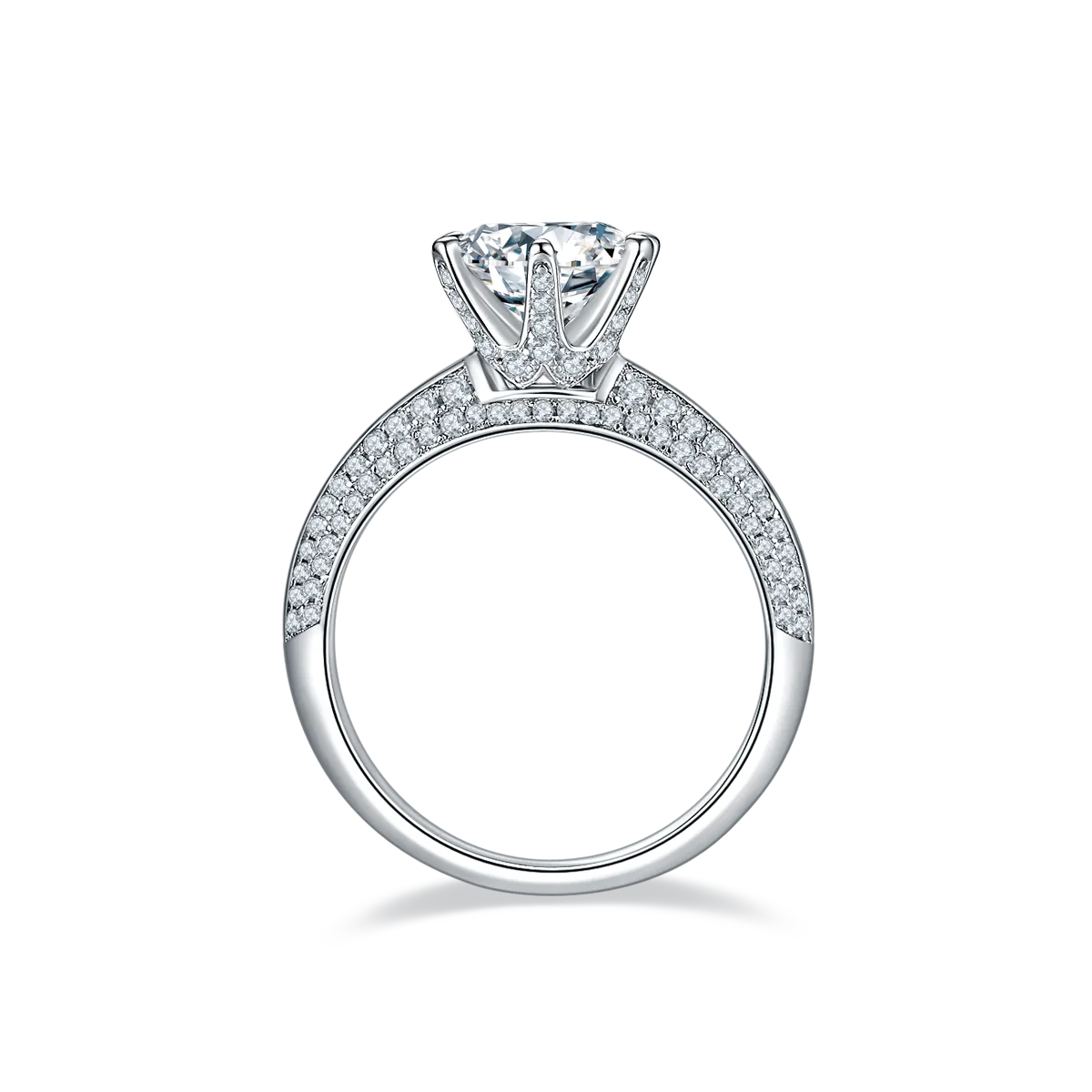 Half-Band S925 White-Gold-Plated Silver Lab-Grown Diamond Proposal Ring Women's Ring 2.0ct D