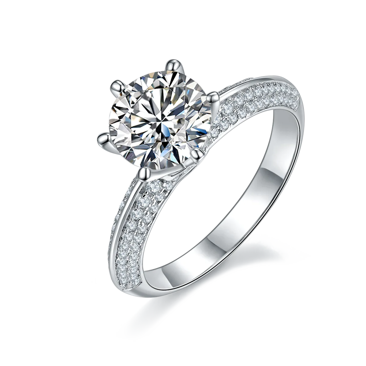 Half-Band S925 White-Gold-Plated Silver Lab-Grown Diamond Proposal Ring Women's Ring 2.0ct D
