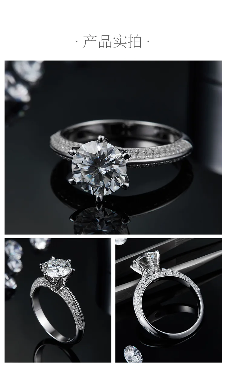 Half-Band S925 White-Gold-Plated Silver Lab-Grown Diamond Proposal Ring Women