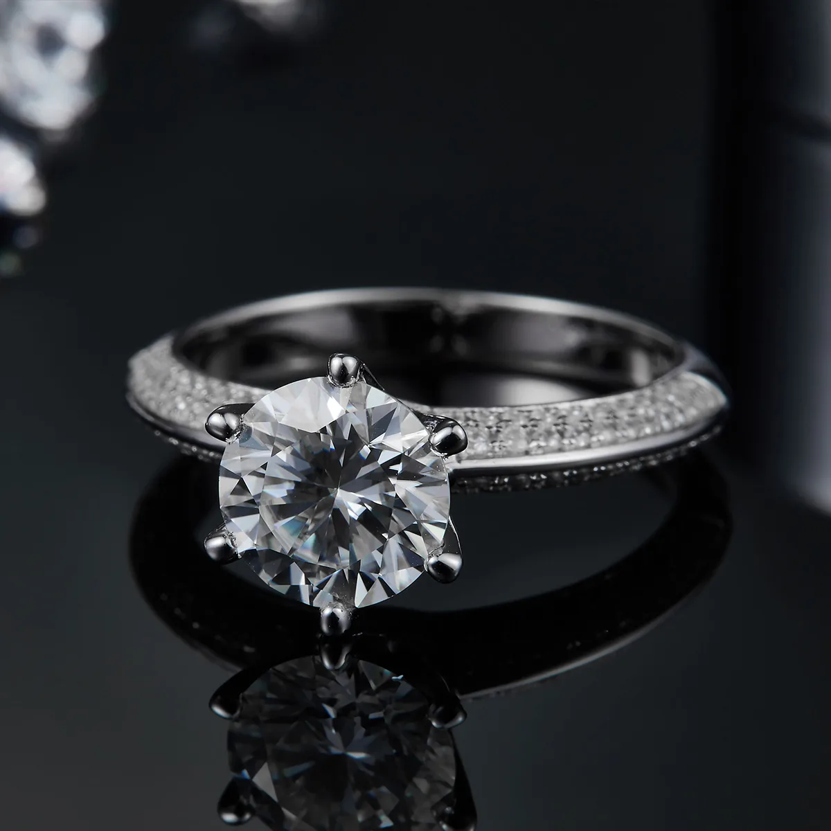 Half-Band S925 White-Gold-Plated Silver Lab-Grown Diamond Proposal Ring Women's Ring 2.0ct D