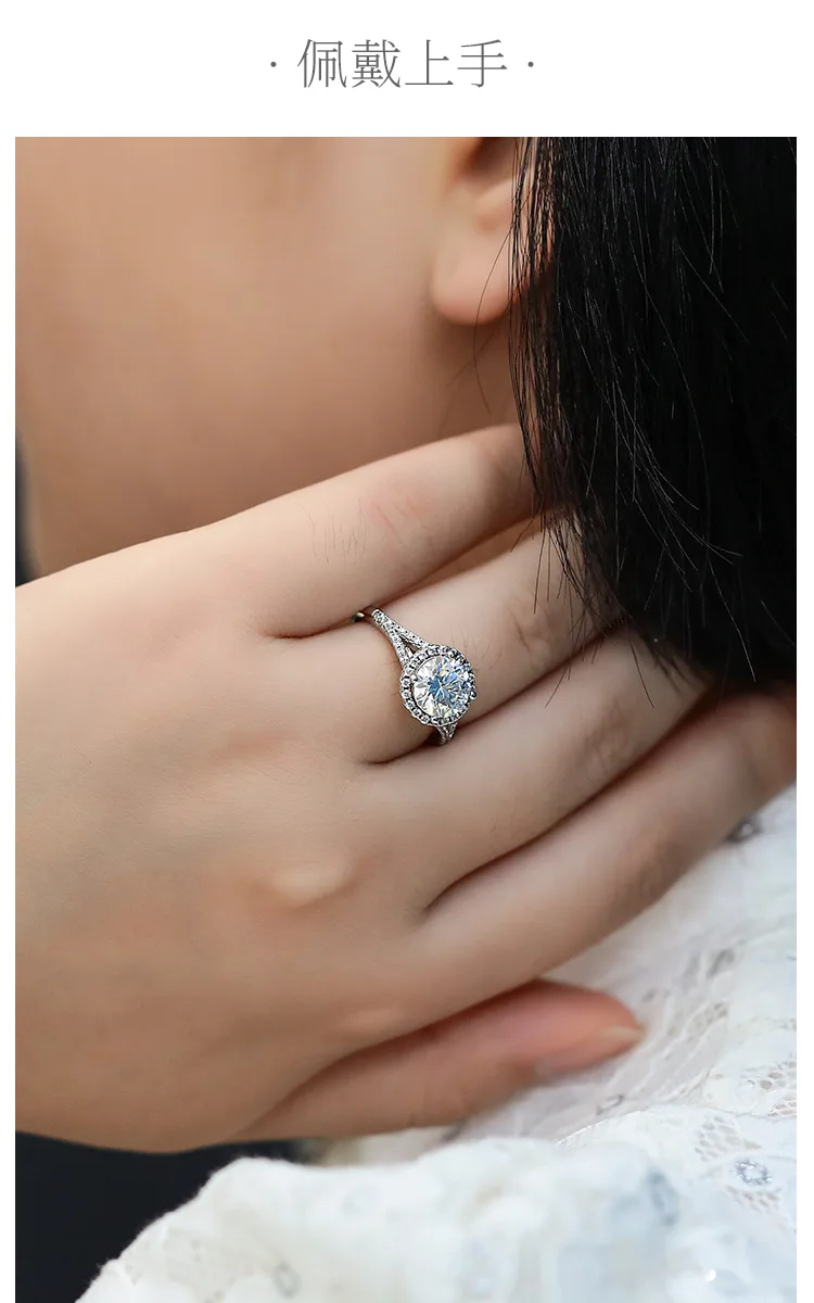Double-Band Round Bezel S925 White-Gold-Plated Silver Lab-Grown Diamond Engageme