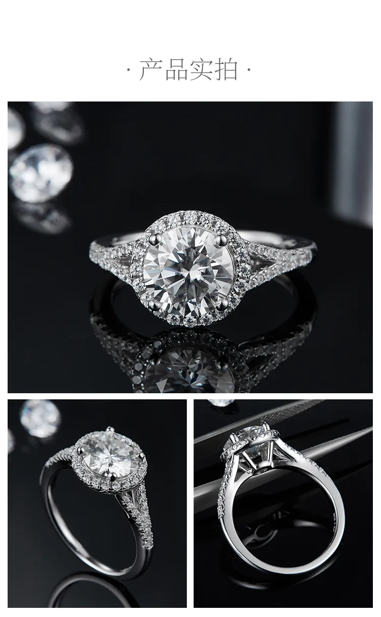 Double-Band Round Bezel S925 White-Gold-Plated Silver Lab-Grown Diamond Engageme