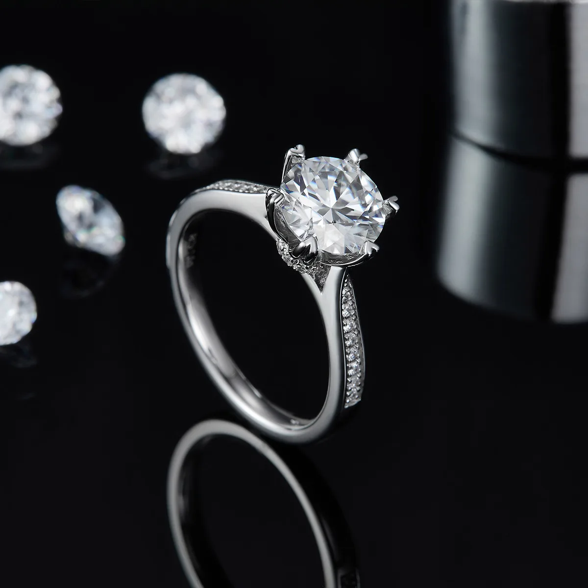 Fortune Turns S925 White-Gold-Plated Silver Lab-Grown Diamond Proposal Ring Women's Ring 2.0ct D