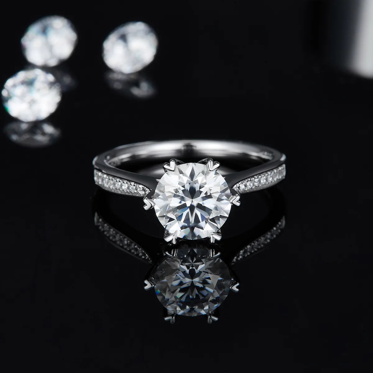 Fortune Turns S925 White-Gold-Plated Silver Lab-Grown Diamond Proposal Ring Women's Ring 2.0ct D