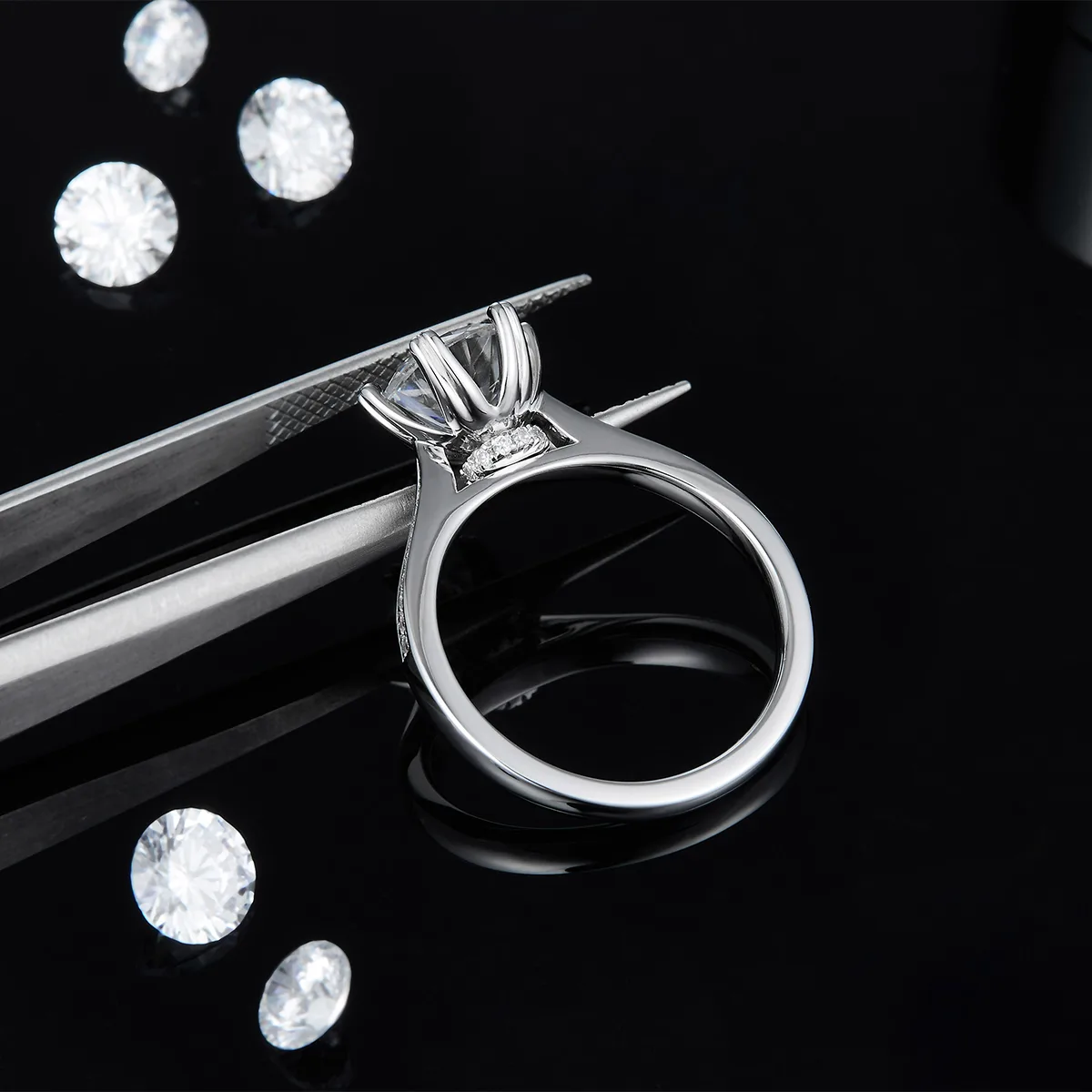 Fortune Turns S925 White-Gold-Plated Silver Lab-Grown Diamond Proposal Ring Women's Ring 2.0ct D