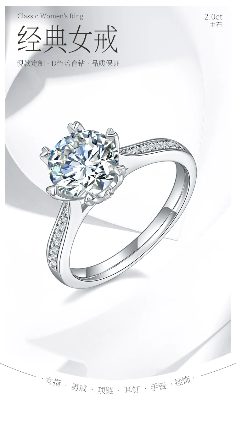 Fortune Turns S925 White-Gold-Plated Silver Lab-Grown Diamond Proposal Ring Wome