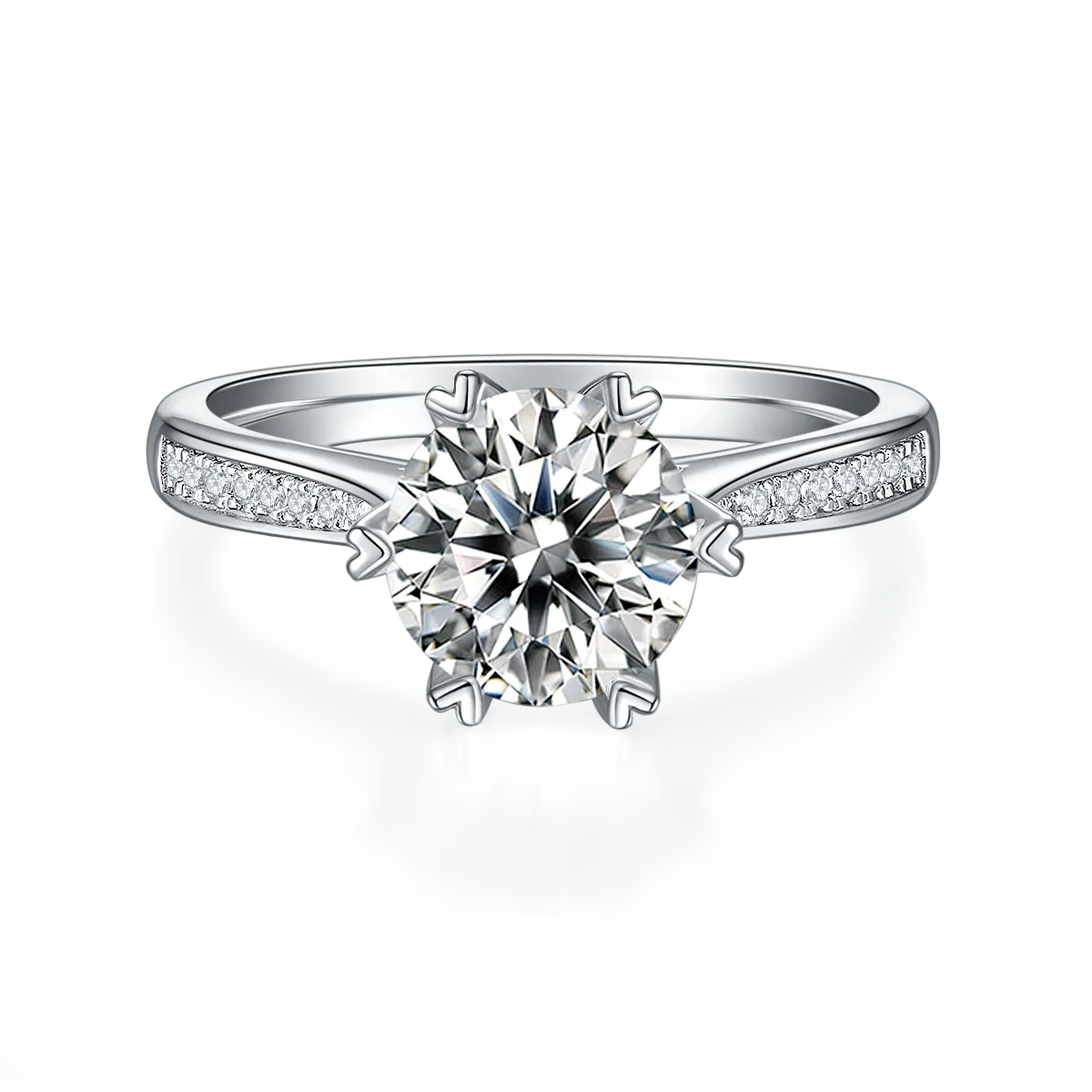Fortune Turns S925 White-Gold-Plated Silver Lab-Grown Diamond Proposal Ring Women's Ring 2.0ct D