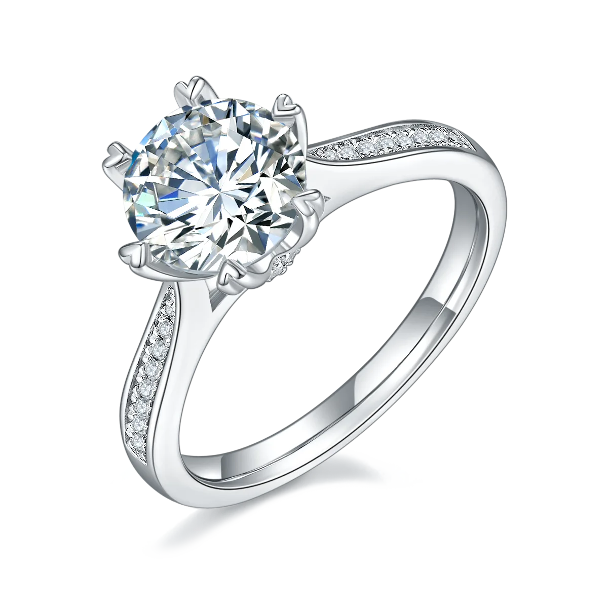 Fortune Turns S925 White-Gold-Plated Silver Lab-Grown Diamond Proposal Ring Women's Ring 2.0ct D