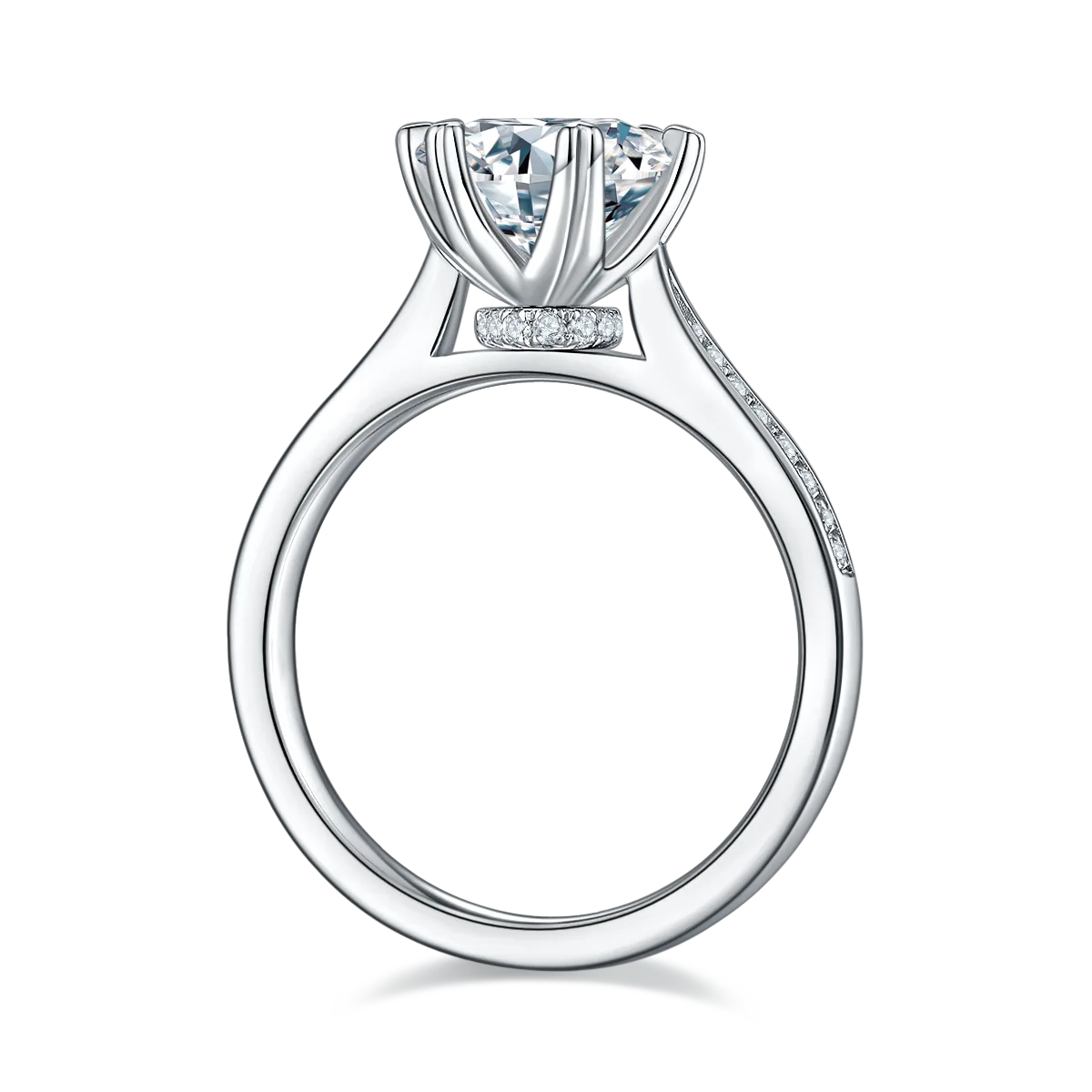 Fortune Turns S925 White-Gold-Plated Silver Lab-Grown Diamond Proposal Ring Women's Ring 2.0ct D