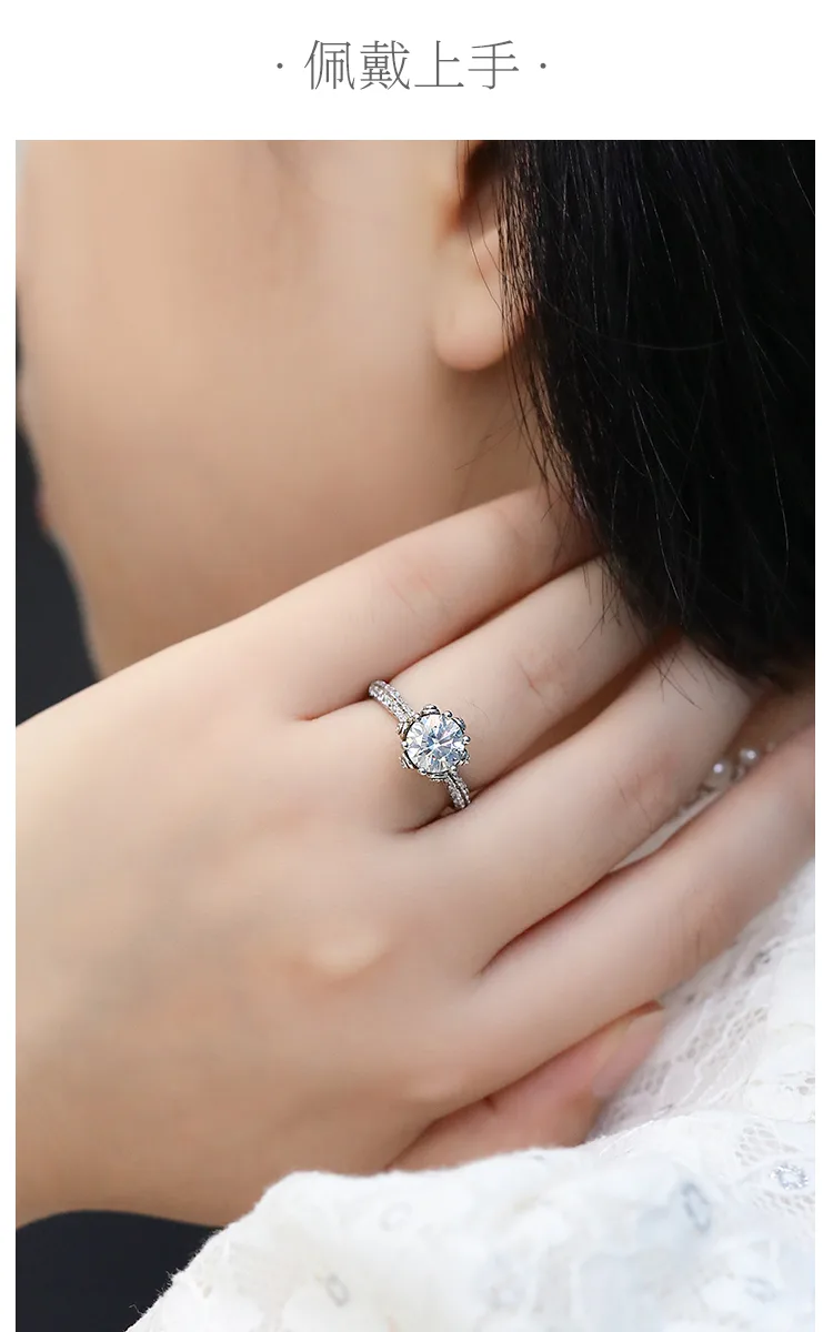 Straight-Band Luxury Pavé Flora S925 White-Gold-Plated Silver Lab-Grown Diamond 