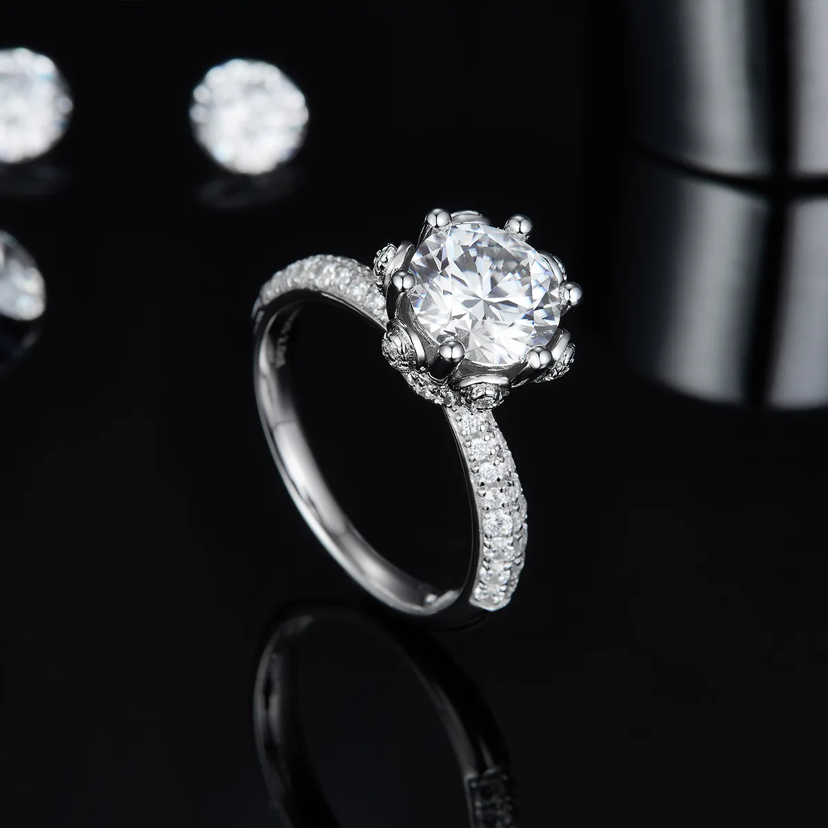 Straight-Band Luxury Pavé Flora S925 White-Gold-Plated Silver Lab-Grown Diamond Wedding Band Women's Ring 2.0ct D
