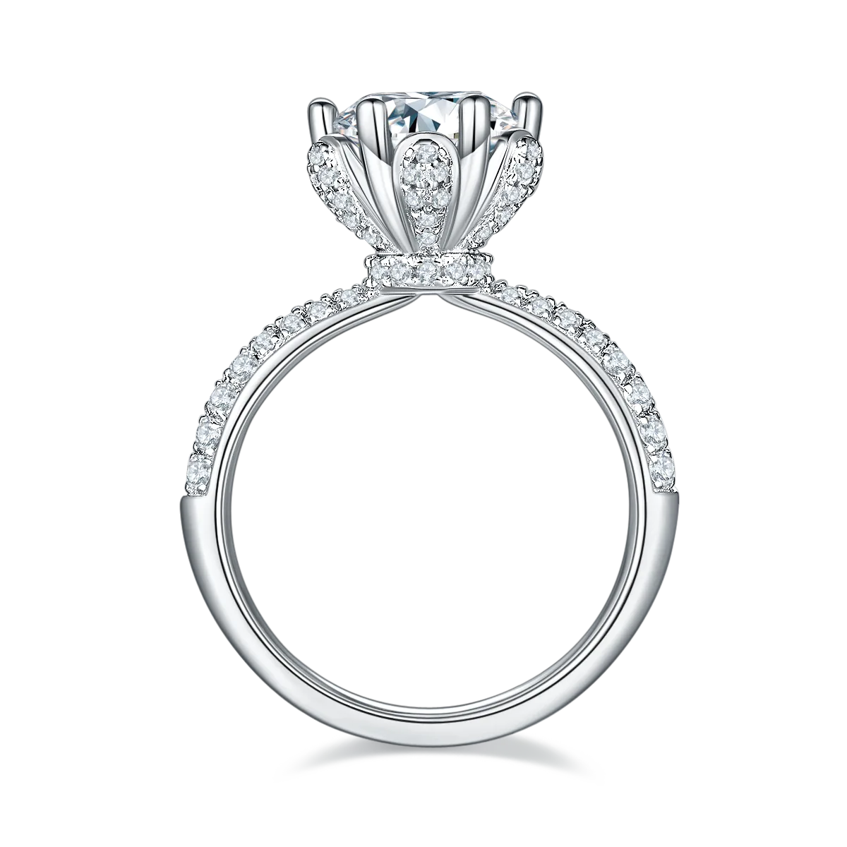 Straight-Band Luxury Pavé Flora S925 White-Gold-Plated Silver Lab-Grown Diamond Wedding Band Women's Ring 2.0ct D