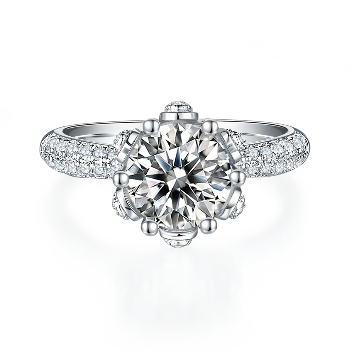 Straight-Band Luxury Pavé Flora S925 White-Gold-Plated Silver Lab-Grown Diamond Wedding Band Women's Ring 2.0ct D