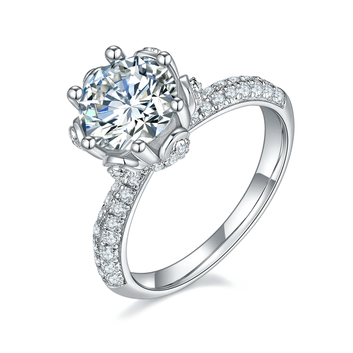 Straight-Band Luxury Pavé Flora S925 White-Gold-Plated Silver Lab-Grown Diamond Wedding Band Women's Ring 2.0ct D