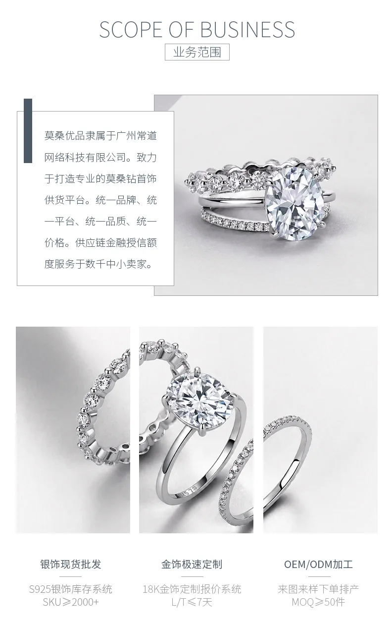 R52535-5ct S925 Silver 18K White Gold Oval Moissanite Bridal Ring Set Center Sto