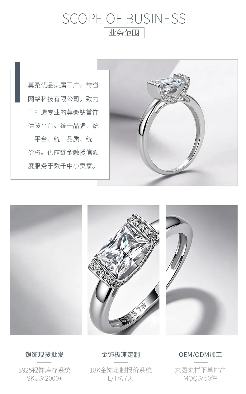 R52608 S925 Silver 18K White Gold Radiant Cut Moissanite Halo Engagement Ring 1.