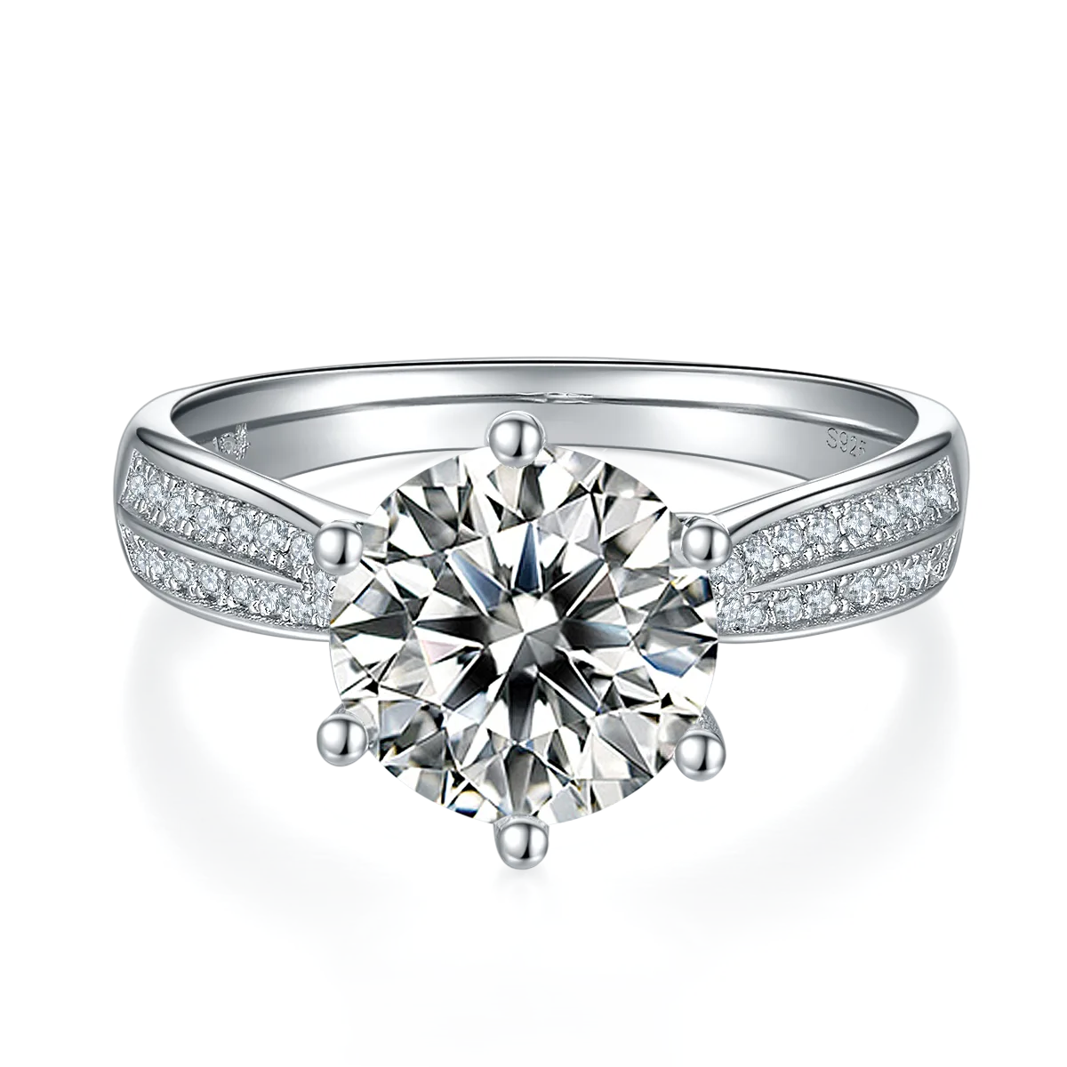 Starlight Queen S925 White-Gold-Plated Silver Lab-Grown Diamond Engagement Ring Women's Ring 3.0ct D
