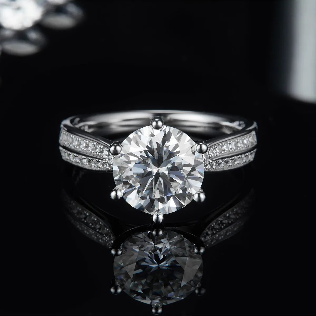 Starlight Queen S925 White-Gold-Plated Silver Lab-Grown Diamond Engagement Ring Women's Ring 3.0ct D