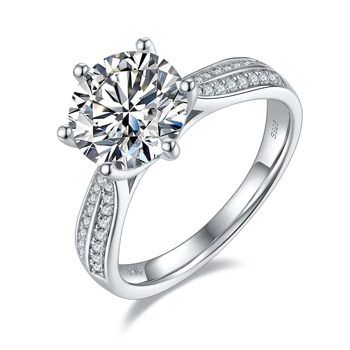 Starlight Queen S925 White-Gold-Plated Silver Lab-Grown Diamond Engagement Ring Women's Ring 3.0ct D
